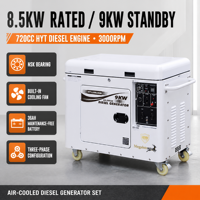 Générateur diesel 9KW super silencieux, refroidi par air, démarrage électrique, OEM ODM CE EPA EAC ISO pour usage domestique, commercial et de secours sur site