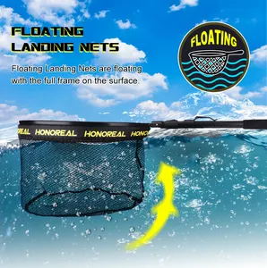 Rete da pesca alla trota HONOREA rete da pesca rivestita in gomma rete da pesca galleggiante e galleggiante per mosca salmone, Kayak, pesce gatto, spigola