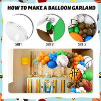 Kit de ballons sportifs en forme d'arche, thème floral mondial, blanc, vert, noir, orange, ballons en latex et en aluminium, décoration pour fête de football et de basketball