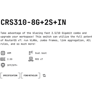 CRS310-8G+2S+IN 24-Port POE <b>Ethernet</b> <b>Switch</b> with 420Gbps Capacity - Product Image 5