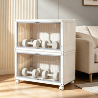 Armario de Almacenamiento Plegable Multifuncional, Caja Organizadora de Plástico Transparente Apilable con Puerta para Ropa, Juguetes, Libros, Armario del Hogar