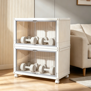 Armario de Almacenamiento Plegable Multifuncional, <span class=keywords><strong>Caja</strong></span> Organizadora de Plástico Transparente Apilable con Puerta para <span class=keywords><strong>Ropa</strong></span>, Juguetes, Libros, Armario del Hogar - Product Image 5