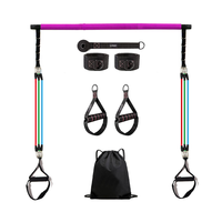 Kit de barre de Pilates détachable avec bandes de résistance 180 LB, sangles de cheville et de poignet, équipement de fitness portable pour la maison, entraînement complet du corps, yoga et mise en forme