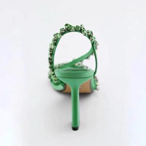 Kraliyet mavi/yeşil parti ayakkabıları seksi tasarım moda terlikler Zapatos katır yaz seksi kare topuklu - Product Image 3