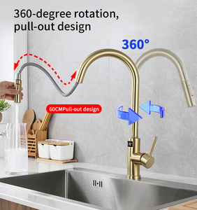 Yake Touch Sensing Keukenkraan 360 Graden Roterende Digitale Display Keukenkraan Zwart Uittrekken Gootsteen Kraan Keuken Kraan - Product Image 2