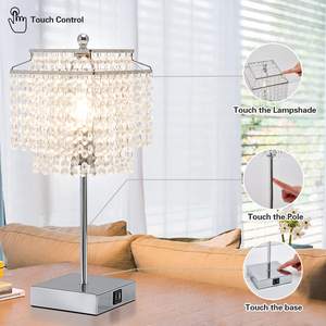<strong>Crystal</strong> Touch <strong>Table</strong> <strong>Lamp</strong> Bedside <strong>Lamps</strong> USB C+A Ports Gold Eco-Friendly Simple 3 Way <strong>Crystal</strong> Shade Dimmable AC Bedroom Lights - Product Image 6