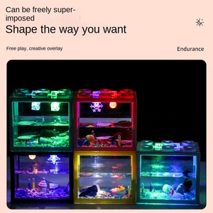 Grand seau en plastique Aquarium pour <span class=keywords><strong>Lego</strong></span> Block Creative Micro Landscape for Living Room Cute Mini Small <span class=keywords><strong>Fish</strong></span> Doll Box - Product Image 3