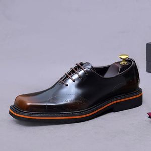 Zapatos Formales y Casuales para Hombre, Color Marrón, Punta Cuadrada, Transpirables, Antideslizantes, con Cordones, Hechos a Mano, Novedad 2025 - Product Image 5