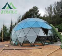 Serre dôme monocouche en verre à structure en alliage d'aluminium multifacettes de grande taille (7m/10m/12m)