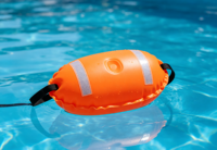 Bouée de natation gonflable en PVC souple haute visibilité, étanche, écologique, pour eaux ouvertes, avec bandes réfléchissantes pour la natation nocturne