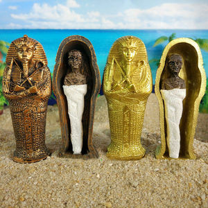 Figura Miniatura de Resina Pintada <span class=keywords><strong>a</strong></span> Mano de Momia Faraónica en Sarcófago, Modelo de Ataúd del Antiguo Egipto, Recuerdo - Product Image 1