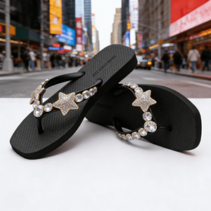 Nouvelles sandales d'été 2026 <span class=keywords><strong>pour</strong></span> femmes, légères et respirantes, avec chaîne en strass et cristaux cousus main en forme de V, chaussures de plage à bout ouvert - Product Image 5