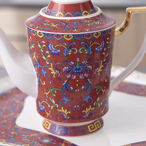 Le fabricant promouit son ensemble de café en céramique de couleur émail rouge européen pour le thé de l'après-midi - Product Image 4