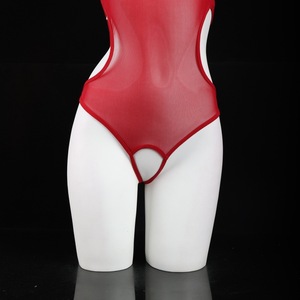Body en dentelle sexy pour femme, transparent, extensible, avec armatures, push-up, rouge, lingerie de nuit sans manches - Product Image 2
