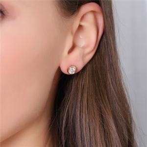 Ensemble de boucles d'oreilles Messi, or rose, mode, mariage, bijoux pour femmes, cadeau, or blanc, fête, moissanite, boucles d'oreilles rondes - Product Image 6