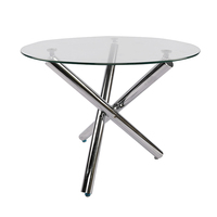 Table à manger centrale en verre, avec jambes chromées, de salon
