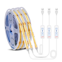 Strip LED USB COB dengan Sakelar Tiga Tombol 5V Lebar 8mm IP20 Strip Pencahayaan TV untuk Pencahayaan Latar Belakang Ambient dengan Masa Pakai 30.000 Jam.