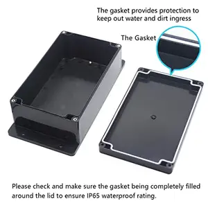 Custodia in plastica di colore nero con scatola di giunzione elettronica impermeabile per esterni con orecchio