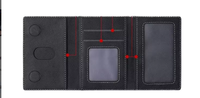Dompet Kartu Magnetik Gaya Jepang Kulit Imitasi PU, Kompatibel Magnet, Slot Multi-Kartu, Lipat Tiga, Penyangga untuk Ponsel