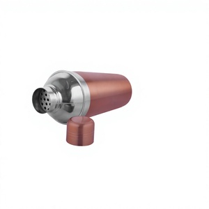 Premium Stainless Steel Cocktail Shaker CLASSIC Stylish Mirror Polished with Unique Copper Ring Design <b>Outside</b> Metal Material - Product Image 1
