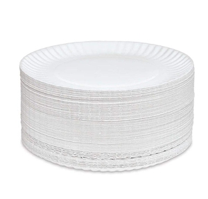 7.5 inch White Round Paper Plate Disposable Light <b>Weight</b> <b>Small</b> Plates for Buffet Service Teabreak and Finger Foods - Product Image 3