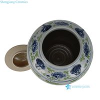 Vase de sol en porcelaine bleu et blanc style Chinoiserie, grand modèle RXCG08-D, fait main, écologique, avec couvercle, pour salon