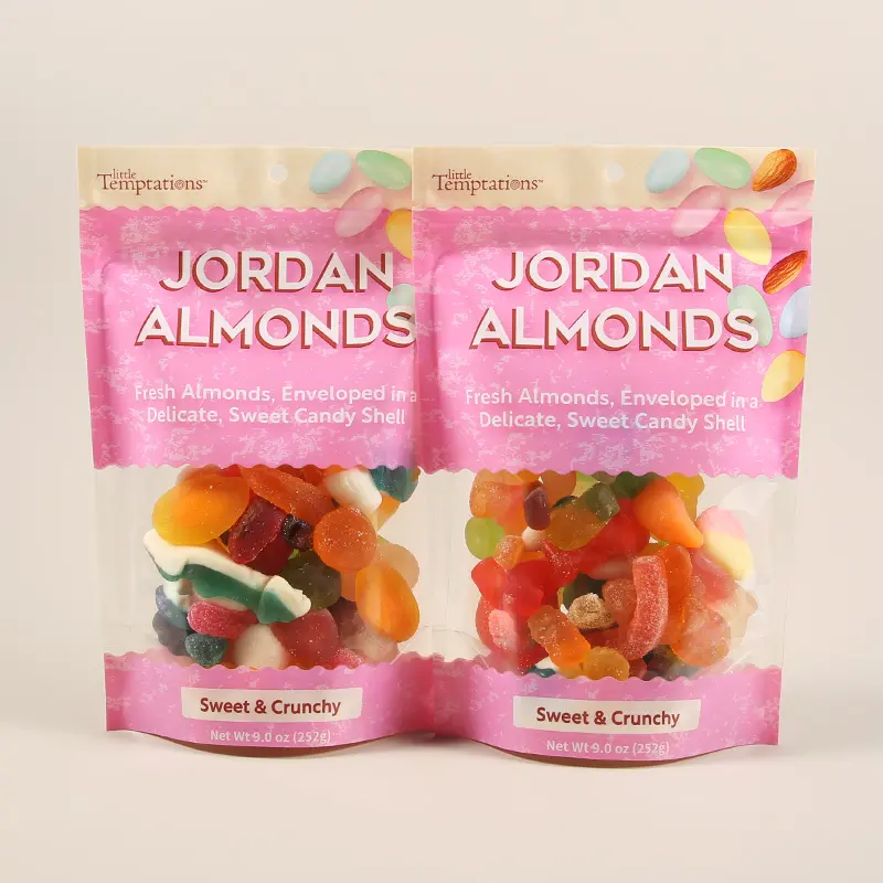 Mylar sacos personalizados à prova de cheiro brilhante com impressão digital ziplock, saco de embalagem para doces e gomas de qualidade alimentar com janela