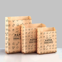 Sac en papier kraft classique, recyclable, résistant à l'huile, avec poignée en plastique, impression sérigraphique, emballage à emporter pour pizza, marque HONGYUAN