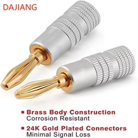 DAJIANG OEM personnalisé 24k or double verrouillage à vis connecteur de haut-parleur fiches bananes connecteur de prise Audio pour fil de haut-parleur