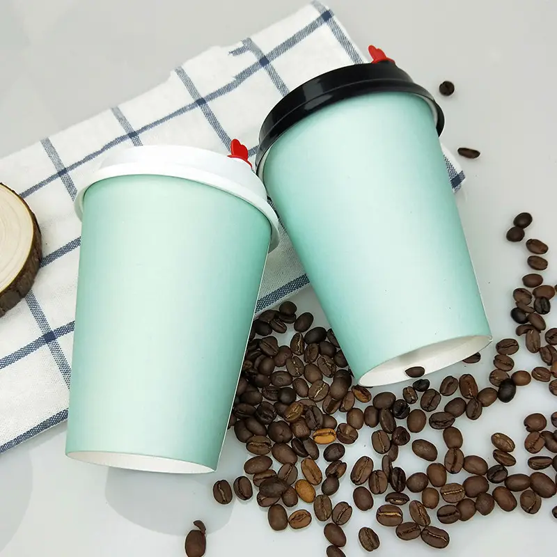 China Manufacturer custom printing 8oz 12oz 16oz 22oz blue take away paper cup for coffee tea soda with lids