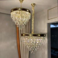 Lustre en cristal K9 moderne de luxe personnalisé en fer, luminaire suspendu en cristal doré, LED 110-240V, garantie de 2 ans, pour la maison, le bureau, le hall
