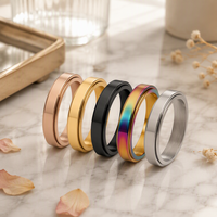 Bague anti-stress virale TikTok en acier inoxydable, étanche, inaltérable, hypoallergénique, avec spinner, cadeau de fête, vente en gros