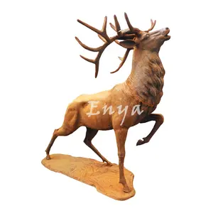 Sculpture Statue Extra Large Cast Iron Garden Lawn Rustic Ornaments Outdoor Decorative Metal Life Animals Deer Stags Sculpture Statue