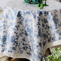 Nappe rectangulaire en polyester jacquard tissé, style nordique, multicolore, à motifs floraux, avec pompons, personnalisable en gros et écologique