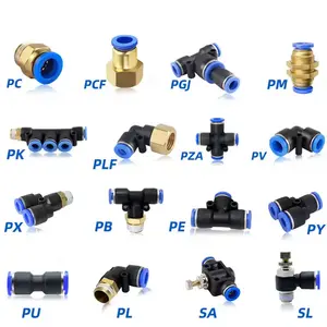 Piezas neumáticas de plástico Conector de manguera de aire Accesorios de tubo de conexión rápida de plástico azul neumático