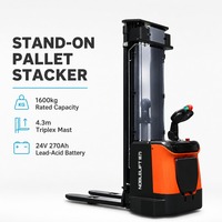 NOBLELIFT 1.6 Ton Power Stacker PS16NW Tiang Tiga Tingkat 24V 270Ah Aki Timbal Asam RWD Ban Poliuretan Tiang Angkat Bebas Penuh CE