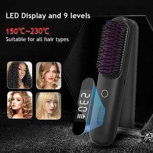 Sisir pelurus jenggot panas tanpa kabel Travel Portabel Mini sikat pelurus rambut panas keramik - Product Image 5