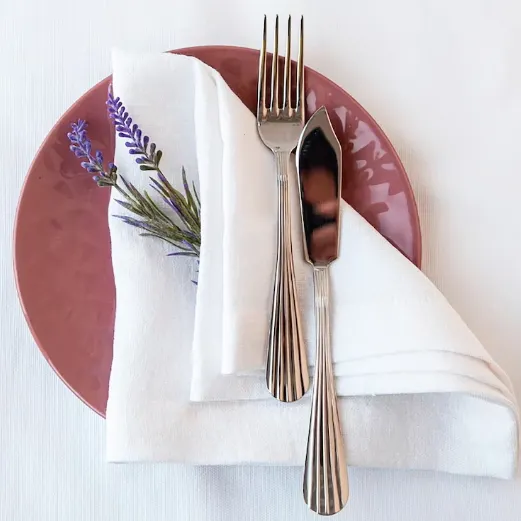 Ensemble de serviettes de table en lin, lavande violet violet poussiéreux rose délavé serviettes de salle à manger avec coins à mailles larges