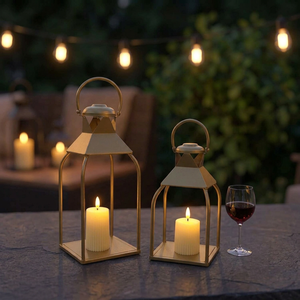 Metal <b>Lantern</b> Candle Holder Set <b>Gold</b> Decorative Home Lighting Outdoor Indoor Use <b>Lantern</b> For Festivals Wedding Candle Holder - Product Image 6