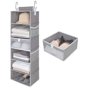 Grand organisateur de placard <span class=keywords><strong>suspendu</strong></span> à 6 étagères avec 1 <span class=keywords><strong>tiroir</strong></span> en tissu plastique PP pour vêtements chaussures sacs pour armoires armoires - Product Image 1