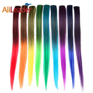 AliLeader precio al por mayor sedoso recto Ombre una pieza Clip en extensiones de cabello sintético - Product Image 5