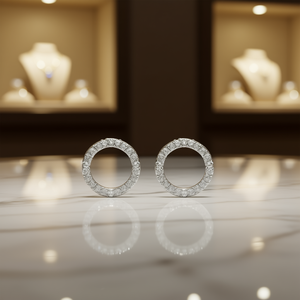 Orecchini in Oro Bianco con Diamanti Taglio Brillante Rotondo Colore G Diamanti Naturali Stile Classico per Uso Quotidiano Femminile - Product Image 2