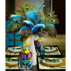 Vase floral en gros, véritable <span class=keywords><strong>plume</strong></span> <span class=keywords><strong>de</strong></span> <span class=keywords><strong>paon</strong></span> longue et naturelle, grande <span class=keywords><strong>plume</strong></span> teinte en blanc et bleu pour le carnaval, les fêtes, la décoration <span class=keywords><strong>de</strong></span> Noël et <span class=keywords><strong>de</strong></span> la maison - Product Image 2