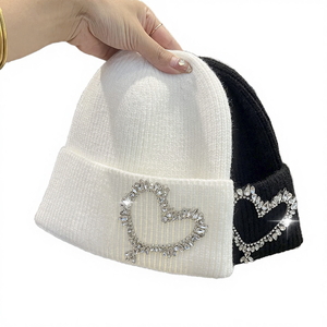 Nuevo Gorro de Invierno de Punto de Ganchillo de Diseñador de Moda para Mujer, Decoración de Diamantes de Imitación, 100% Acrílico, Listo para Deportes, Esquí y Playa - Product Image 4