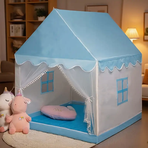 Grande tente bleue en forme de maison pour enfants Maison de jeu intérieure et extérieure pour garçons et filles - Product Image 5