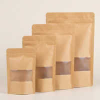 Bolsa de papel kraft biodegradable de calidad alimentaria con ventana transparente y cierre hermético compostable para envasar café, té y frutos secos