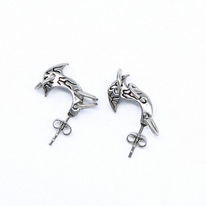 Pendientes yunnique con forma de luna creciente, poste para la oreja de acero y titanio para hombres y mujeres, color acero GZYE 0013 - Product Image 3