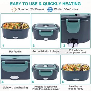 Large Capacity Car Double <b>Lunch</b> <b>Box</b> Heated <b>Lunch</b> <b>Box</b> Stainless Steel Portable Insulated <b>Lunch</b> <b>Box</b> - Product Image 4