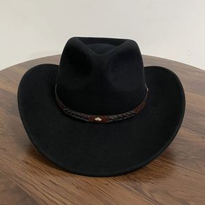 Sombrero de Copa Clásico R116 100% Lana Estilo Vaquero Occidental con Ala Ancha para Fiesta Casual, Moda, Caballero, Ecuestre y Jazz - Product Image 1