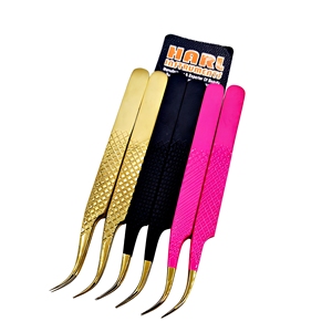 Lash Tweezer New Collection Gold Tips Curve Angle Eyelash Extension Tweezers Isolation Fiber Tips Perfect Grip Eyelash Tweezer - Product Image 4